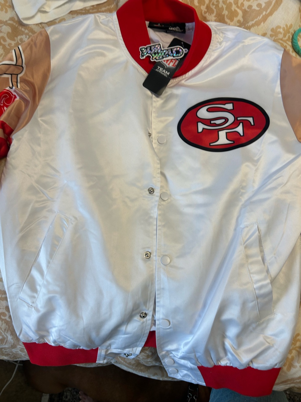Men's Chalk Line San Francisco 49ers White Satin Miner Jacket new with tags